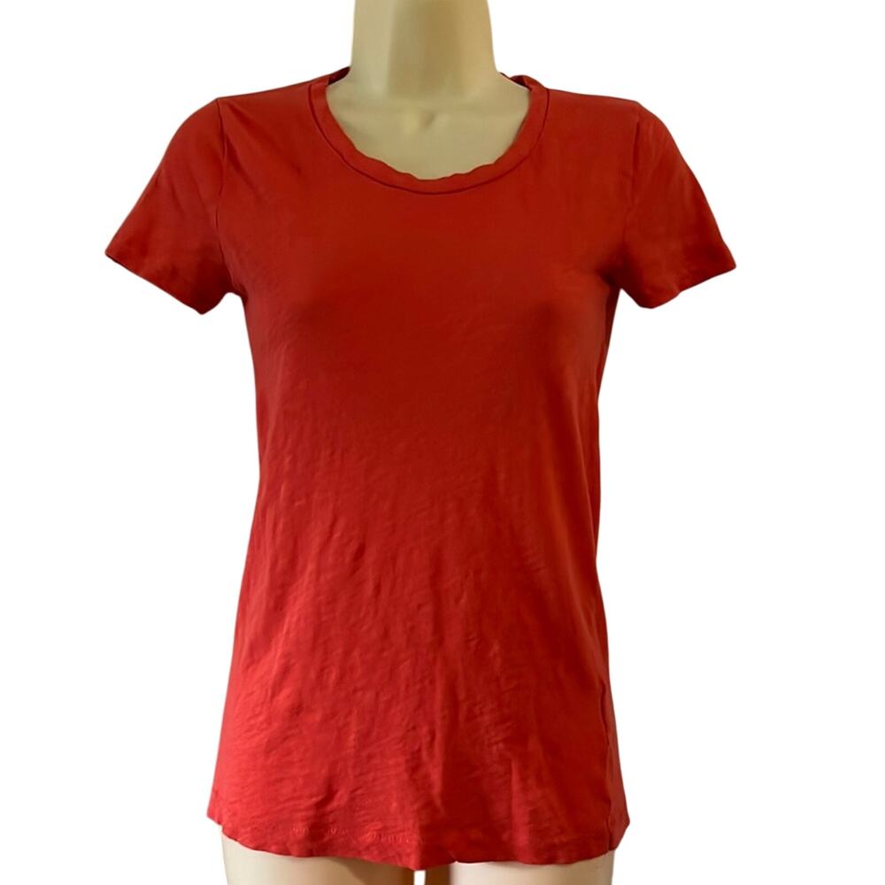 J.Crew Vintage Cotton Woman Size XXS Orange Scoop Neck Tee Shirt